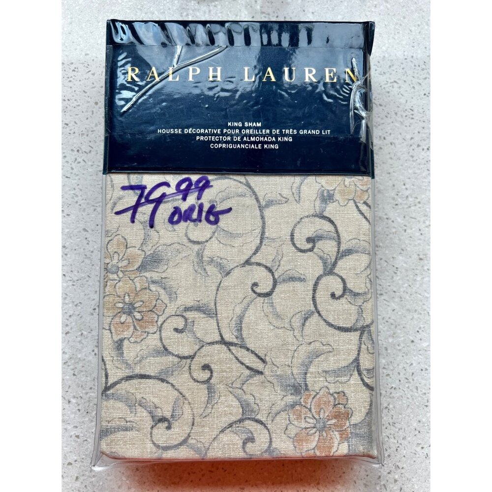 Ralph Lauren Madalena Single King Sham 100% Cotton
